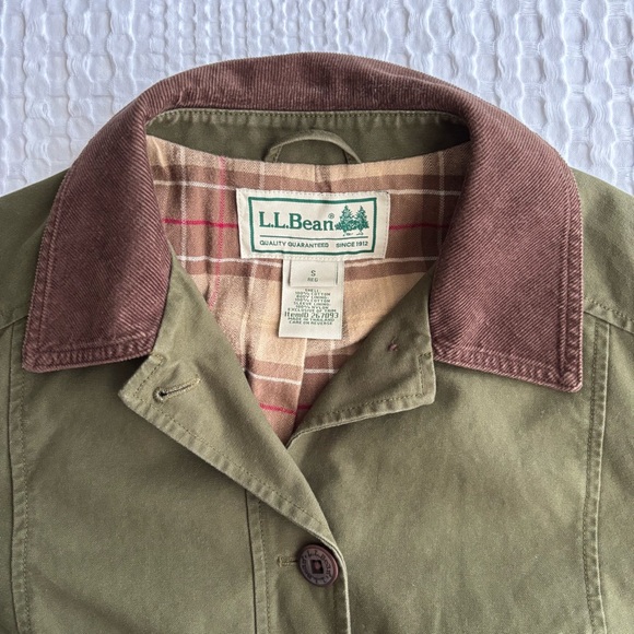 L.L.Bean Adirondack Barn Jacket Women’s S Loden Green Corduroy, Flannel Lined - Picture 3 of 3
